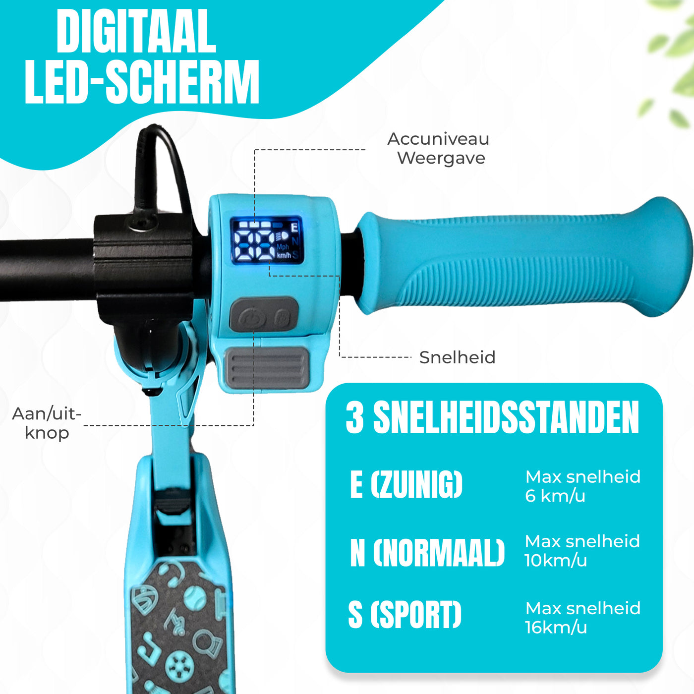 Elektrische Step - Blue kids  – 16 km/u