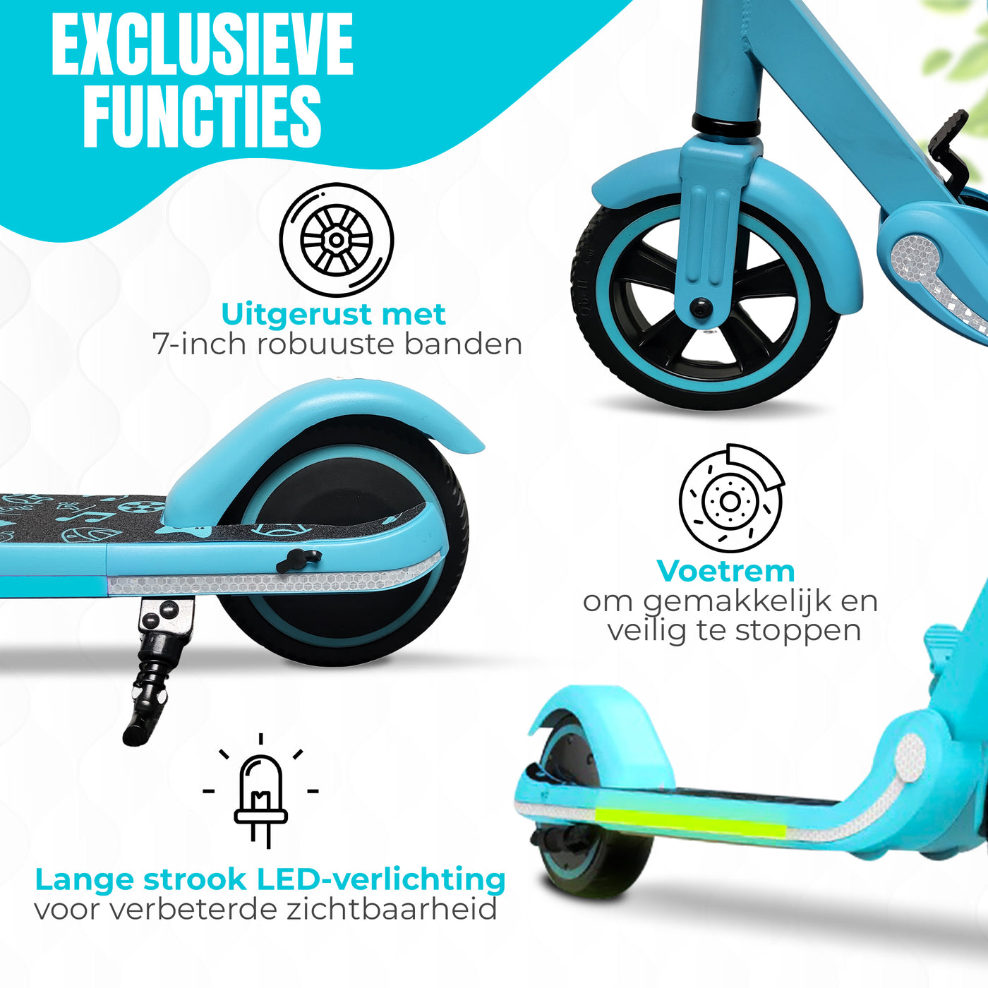 Elektrische Step - Blue kids  – 16 km/u